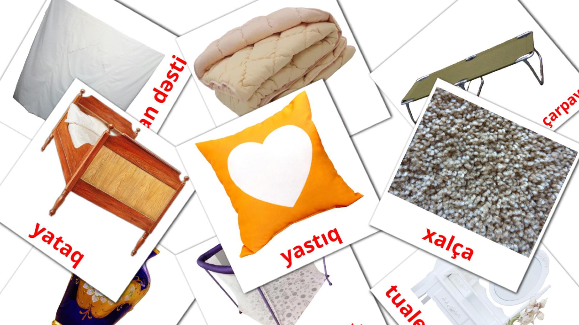 Yataq otağı Flashcards di vocabolario azerbaijani