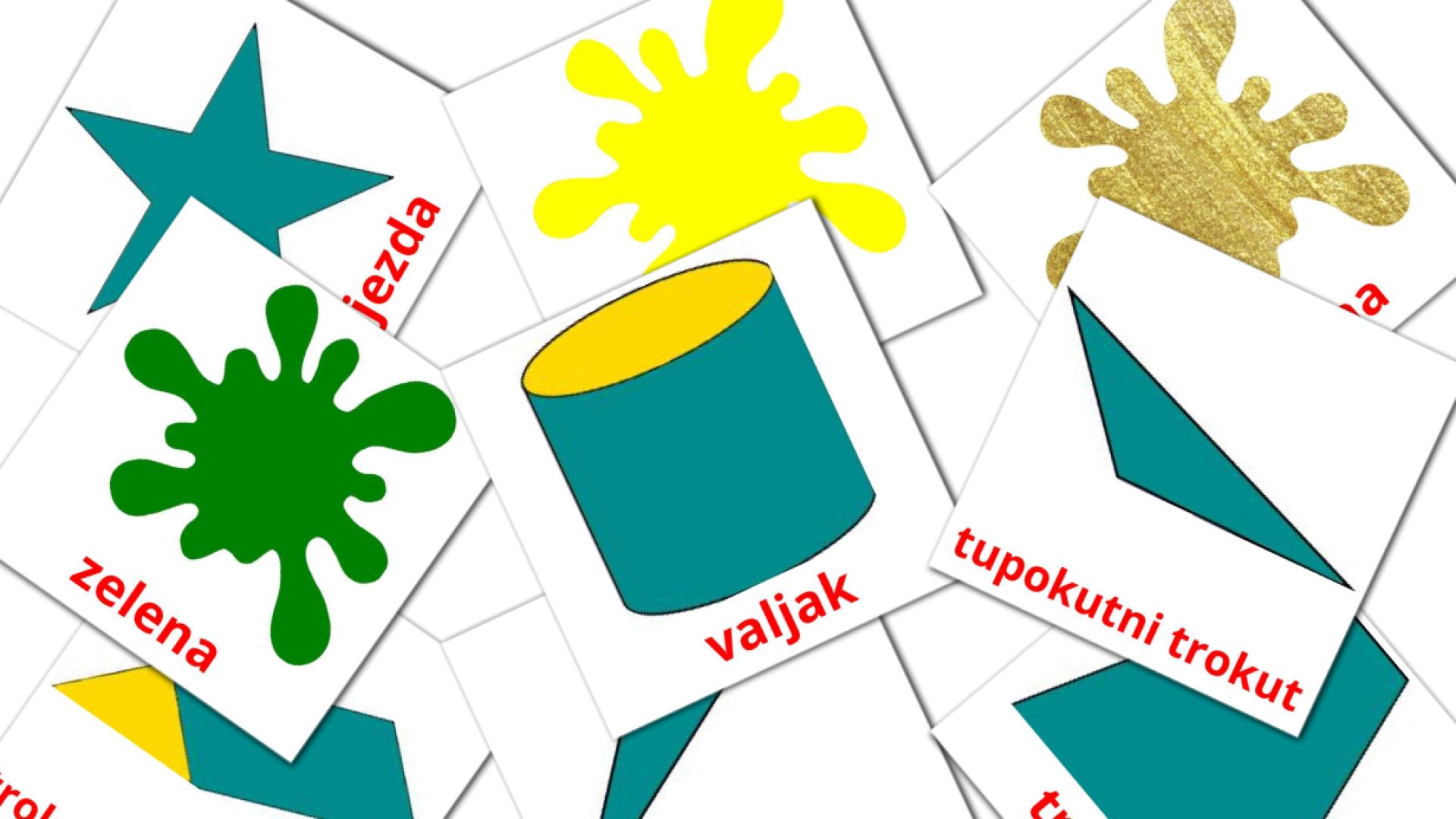 Boje i oblici Flashcards di vocabolario croato