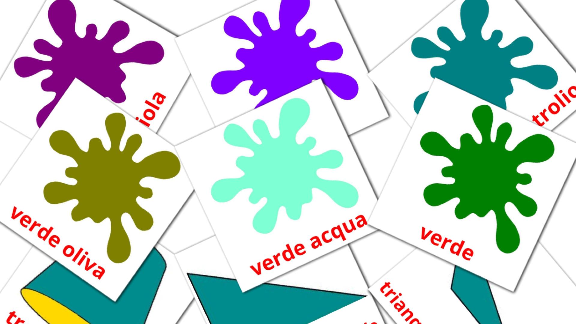 Colori e forme Flashcards di vocabolario yiddish