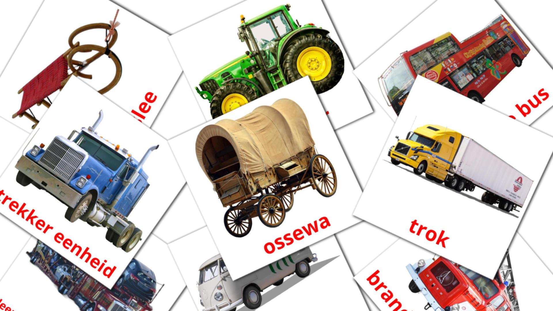Landvoertuigen - afrikaanse woordenschatkaarten