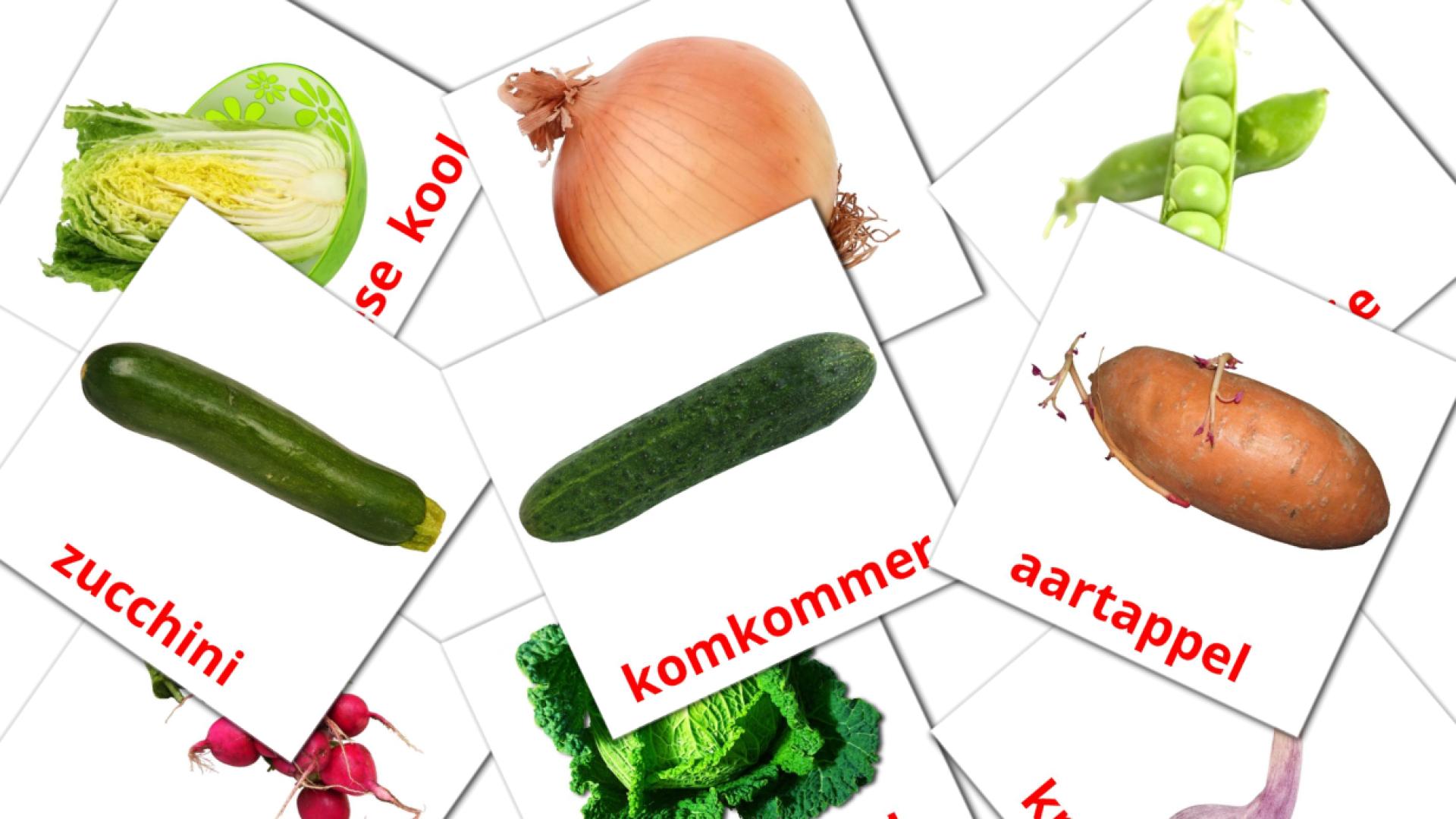 Verduras - tarjetas de vocabulario en afrikáans