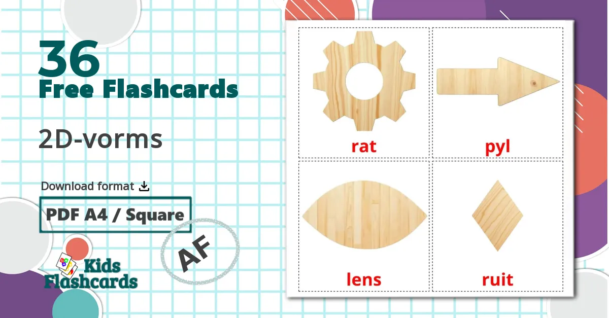 2D Shapes - afrikaans vocabulary cards