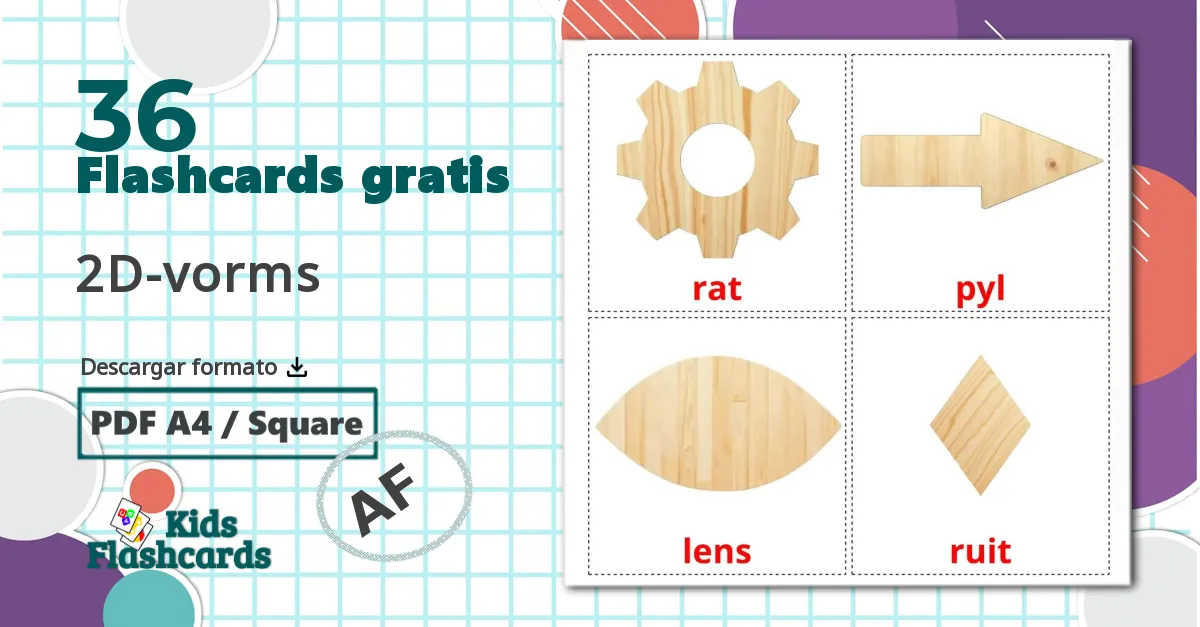 36 tarjetas didacticas de 2D-vorms