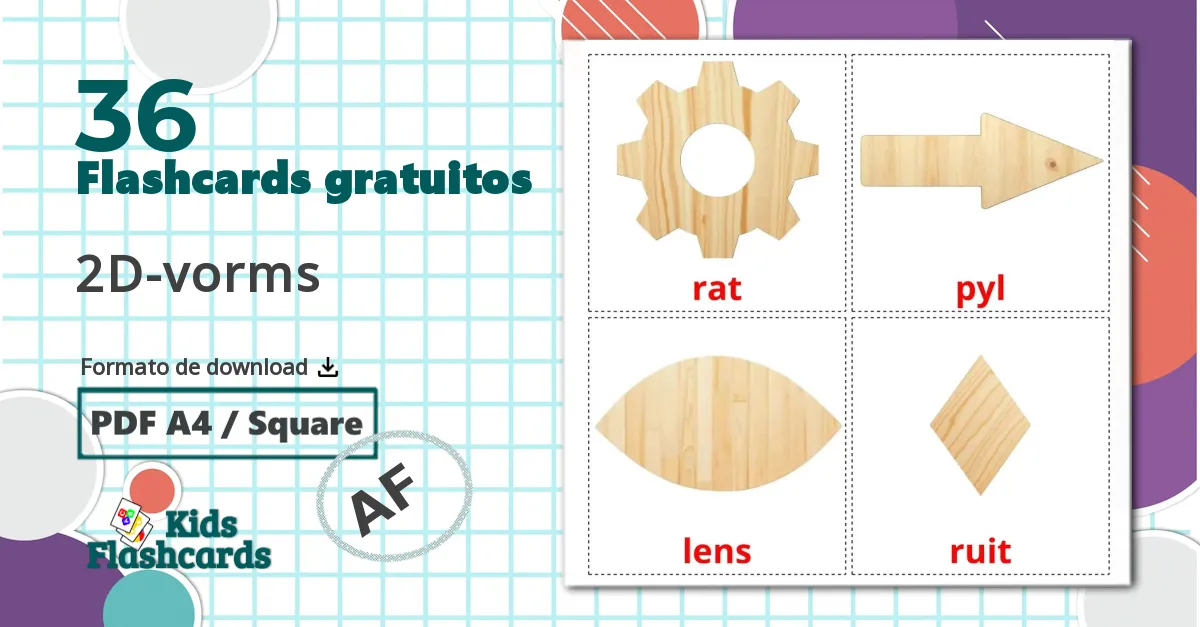 Formas 2D - Cartões de vocabulário afrikaans