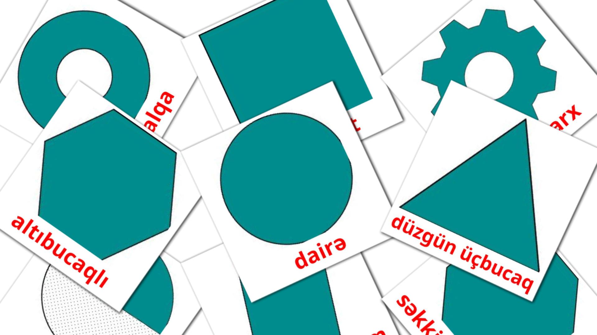 2D Shapes - azerbaijani vocabulary cards