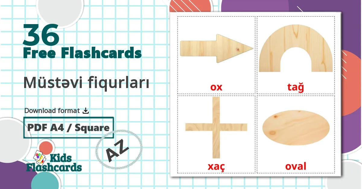 2D Shapes - azerbaijani vocabulary cards