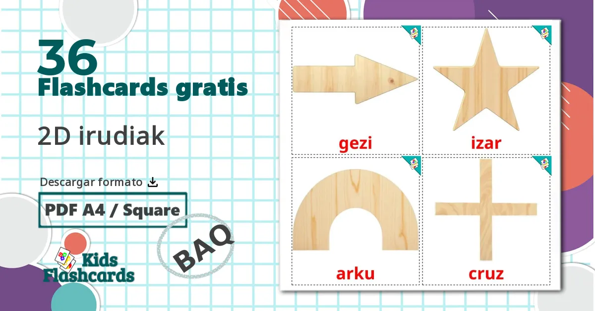 36 tarjetas didacticas de Figuras  2D