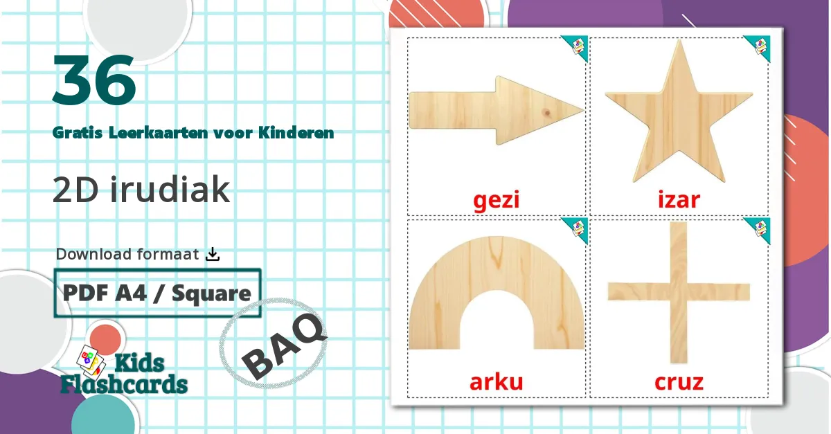 Vlakke figuren - baskische woordenschatkaarten