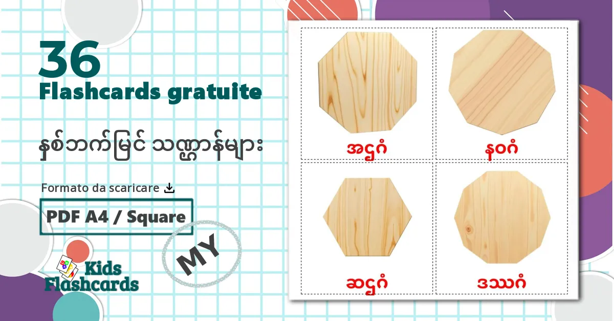 Forme 2D - Schede di vocabolario birmano