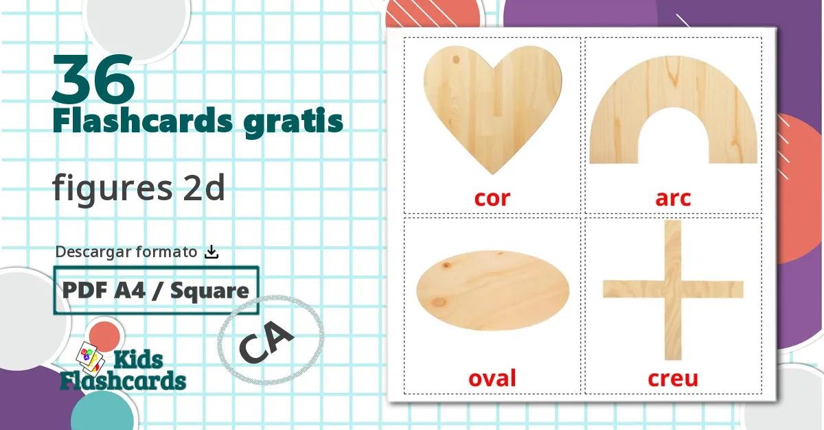 36 tarjetas didacticas de Figuras  2D