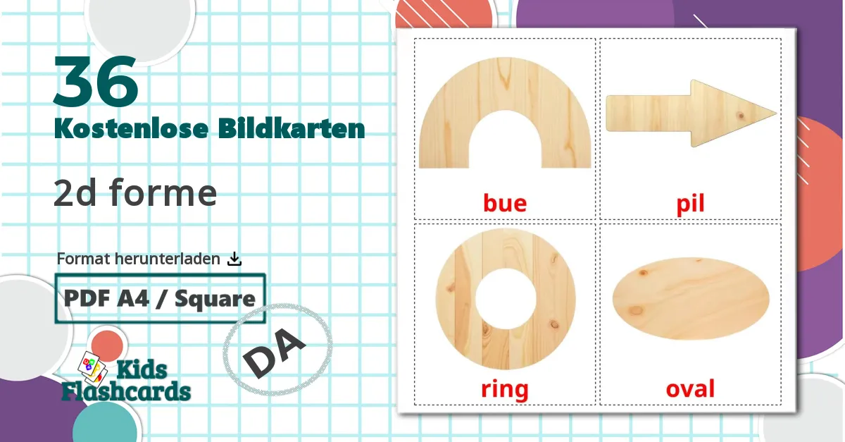 36 Bildkarten für Form 2d