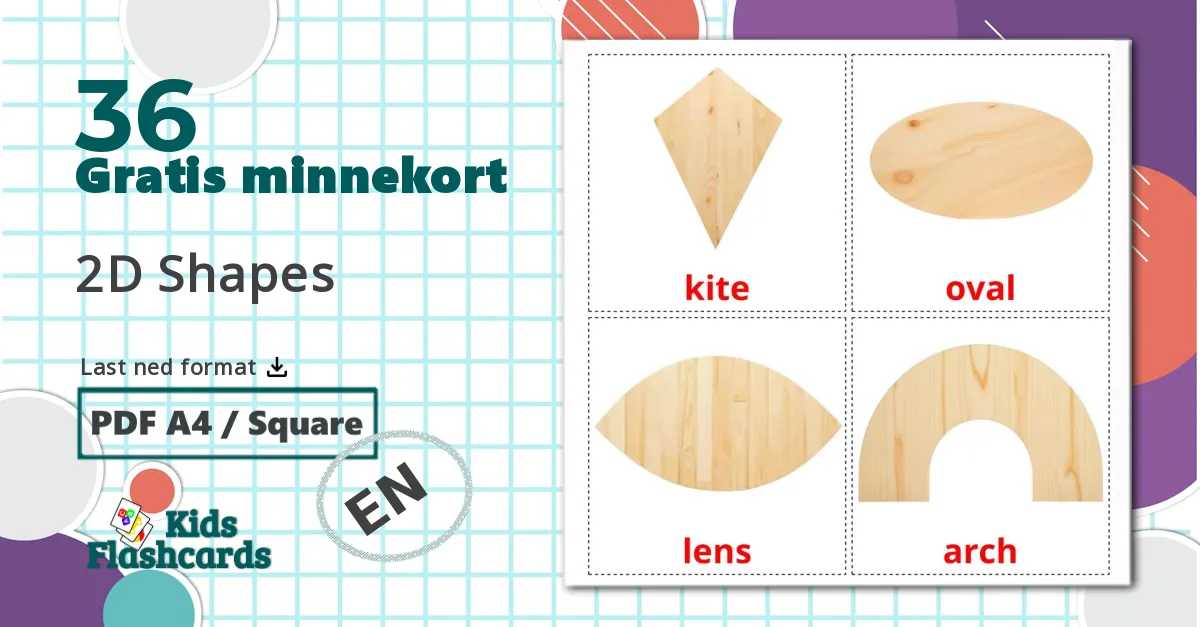 36 2D Shapes bildekort