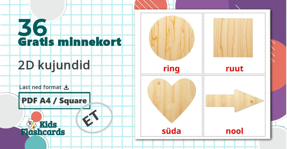 36 2D kujundid bildekort