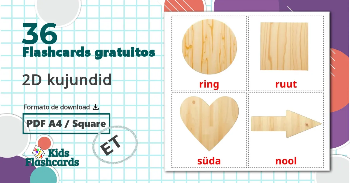 36 Flashcards de 2D kujundid