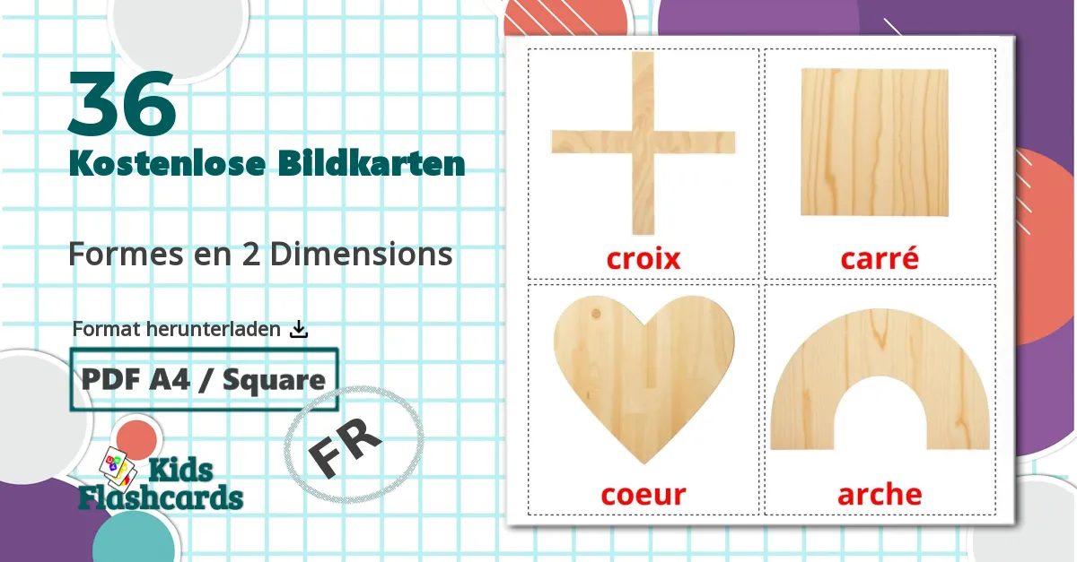 36 Bildkarten für Formes en 2 Dimensions