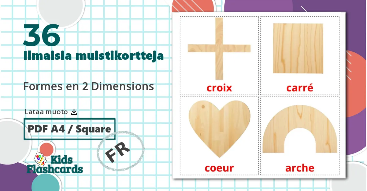 36 Formes en 2 Dimensions lasten kuvakortit