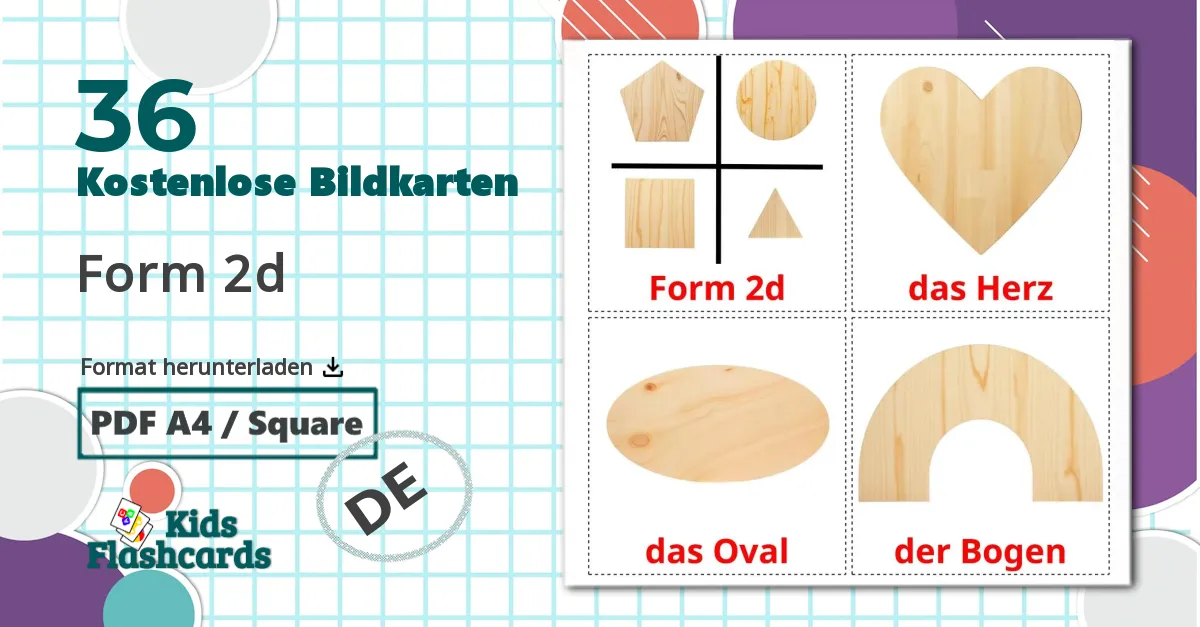 36 Bildkarten für Form 2d