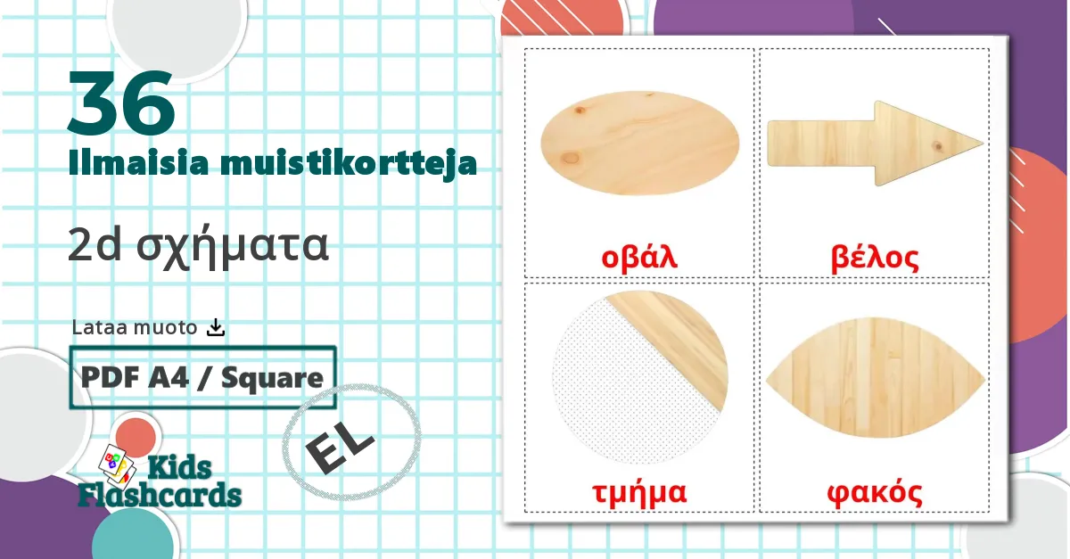 36 2d σχήματα lasten kuvakortit