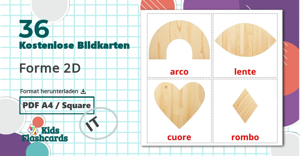 36 Bildkarten für Form 2d