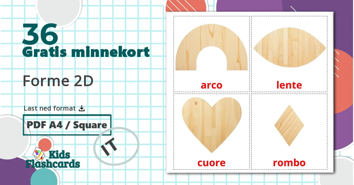 36 Forme 2D bildekort