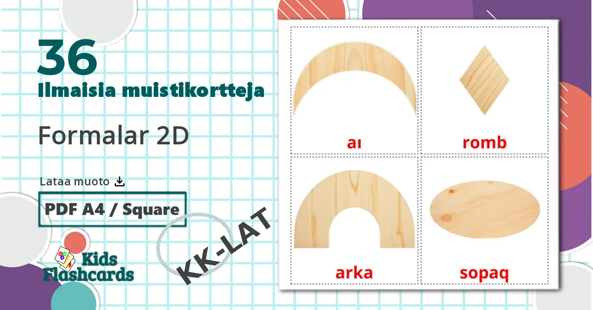 36 Formalar 2D lasten kuvakortit