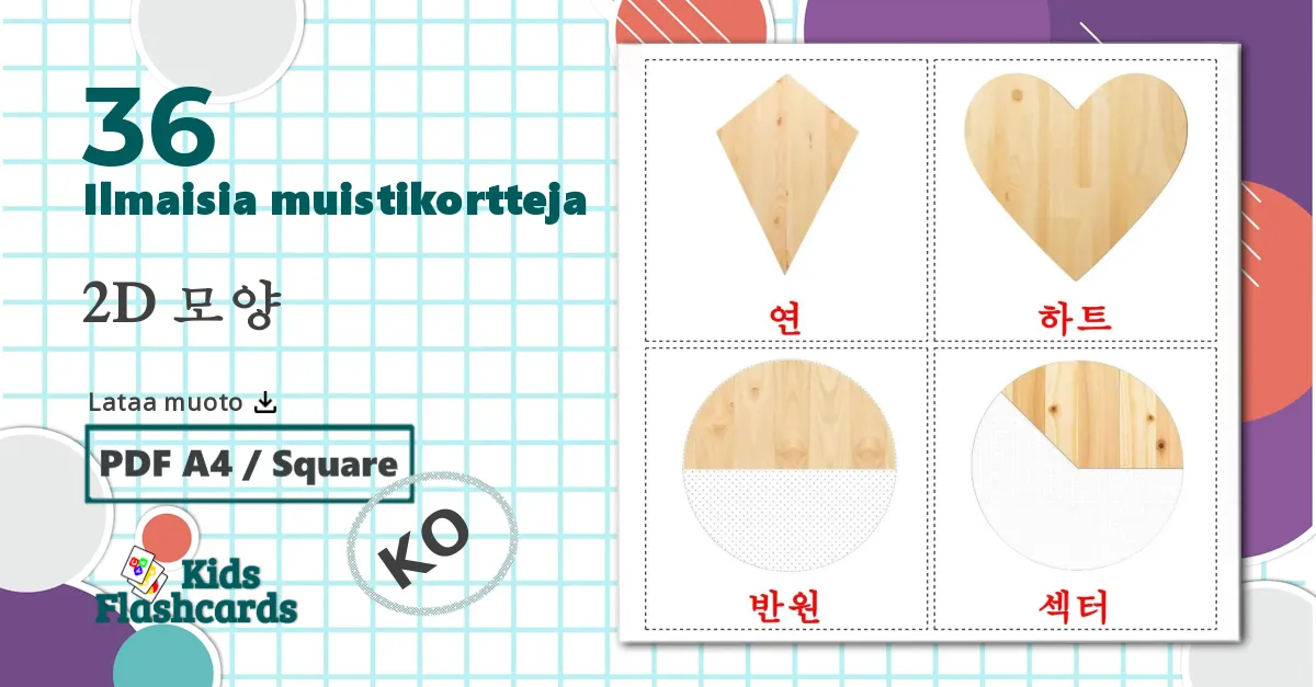 36 2D 모양 lasten kuvakortit