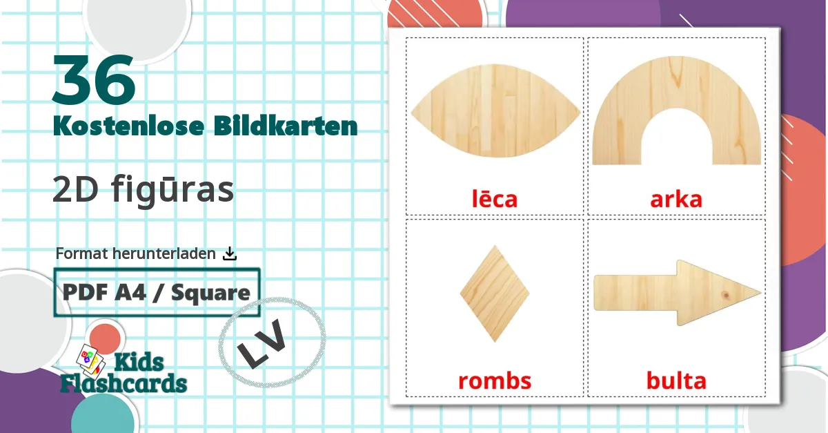 36 Bildkarten für 2D figūras