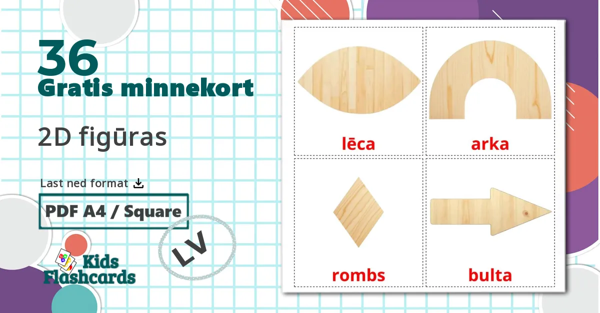 36 2D figūras bildekort