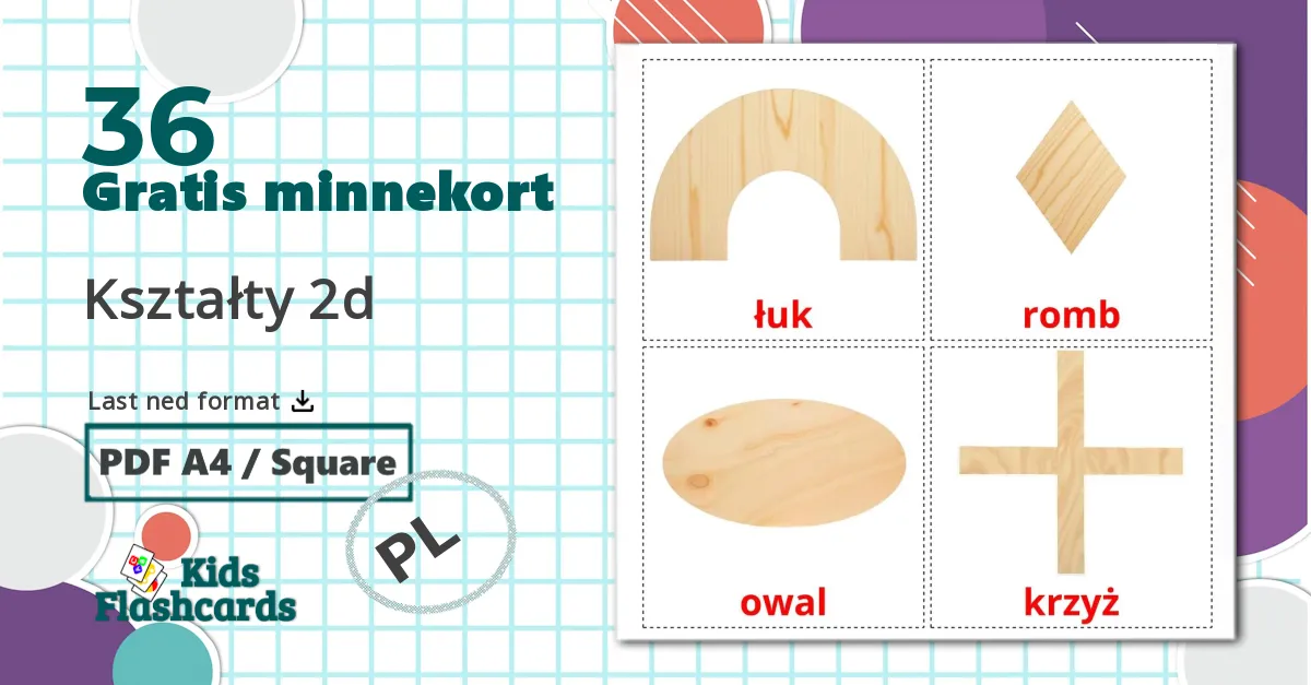 36 Kształty 2d bildekort