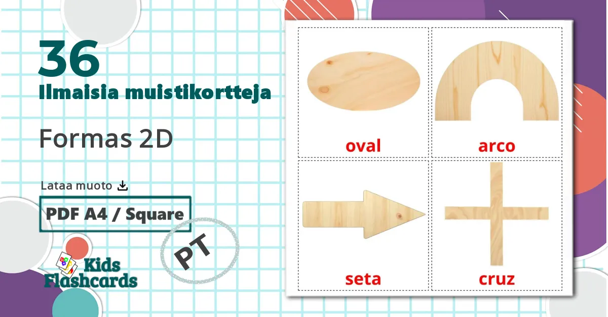 36 Formas 2D lasten kuvakortit