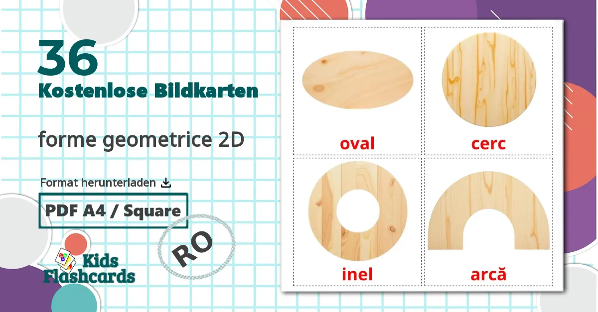 36 Bildkarten für forme geometrice 2D