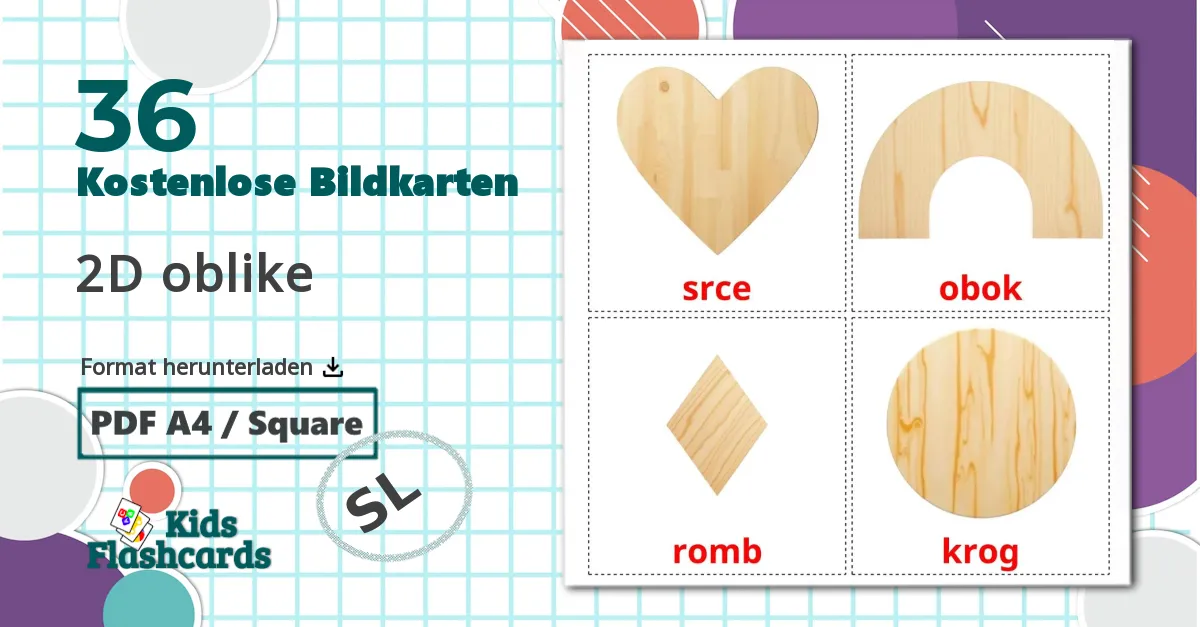 36 Bildkarten für Form 2d