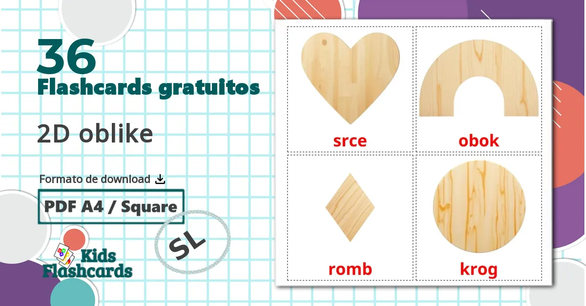 36 Flashcards de 2D oblike