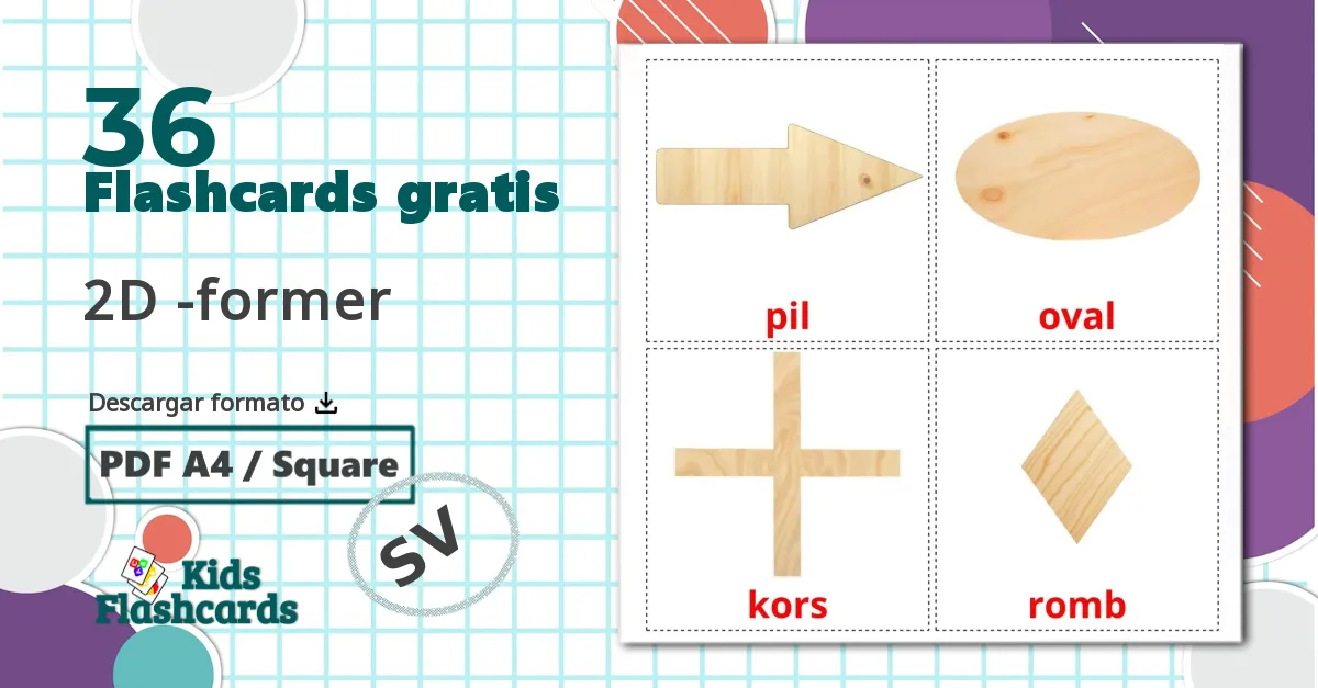 36 tarjetas didacticas de Figuras  2D