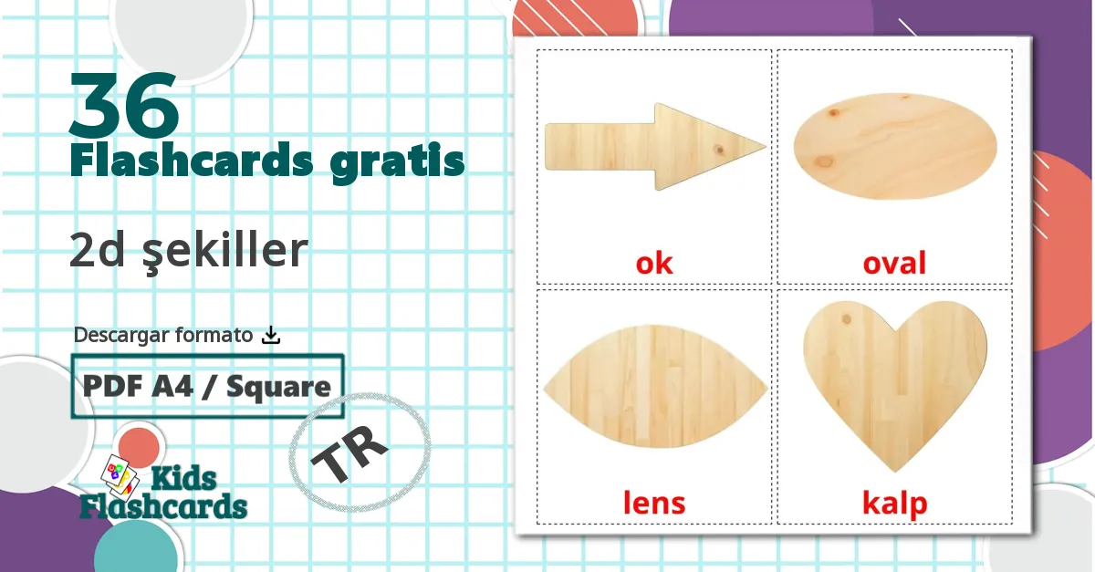 36 tarjetas didacticas de 2d şekiller