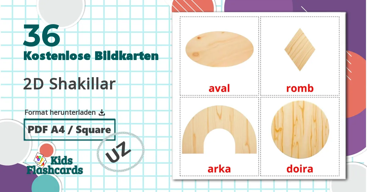 36 Bildkarten für Form 2d