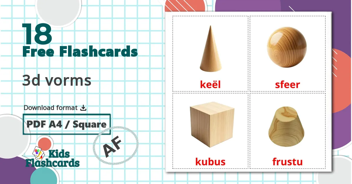 3D Shapes - afrikaans словарь картинок