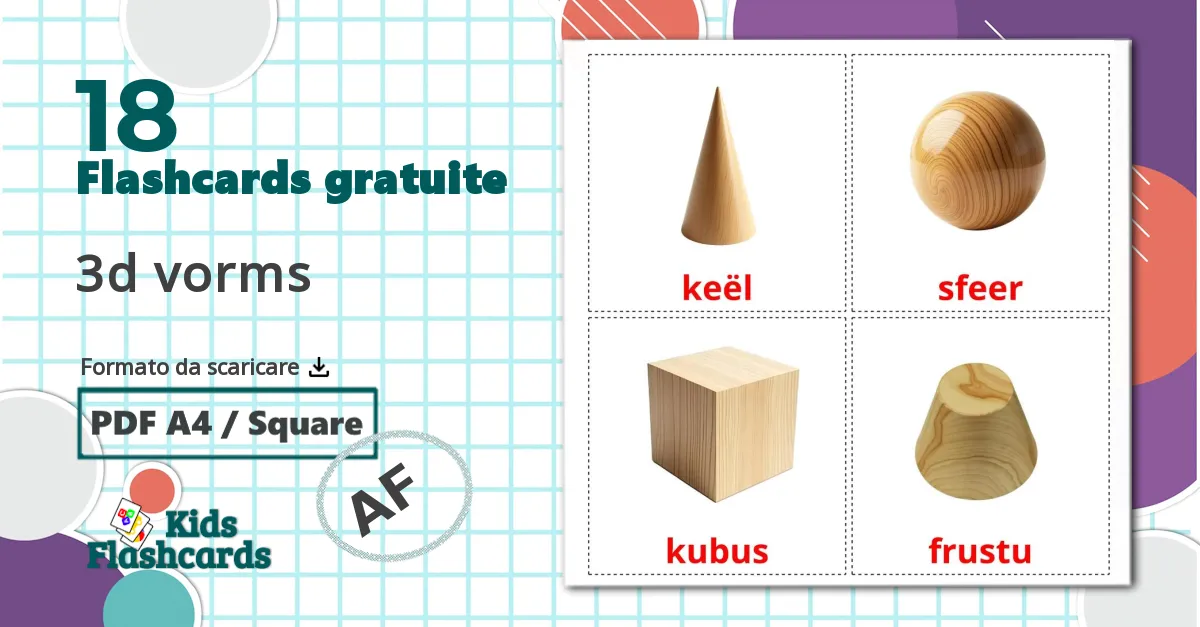 Forme 3d - Schede di vocabolario afrikaans