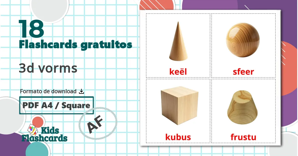 Formas 3D - Cartões de vocabulário afrikaans