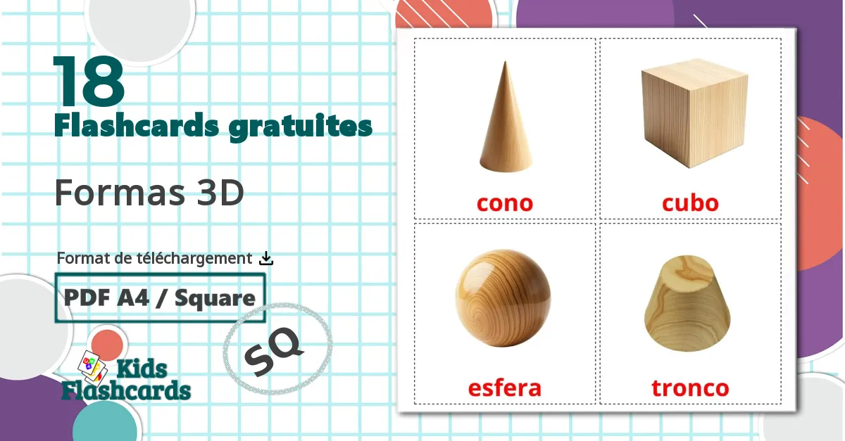 Géométrie en 3 Dimensions - cartes de vocabulaire albanais