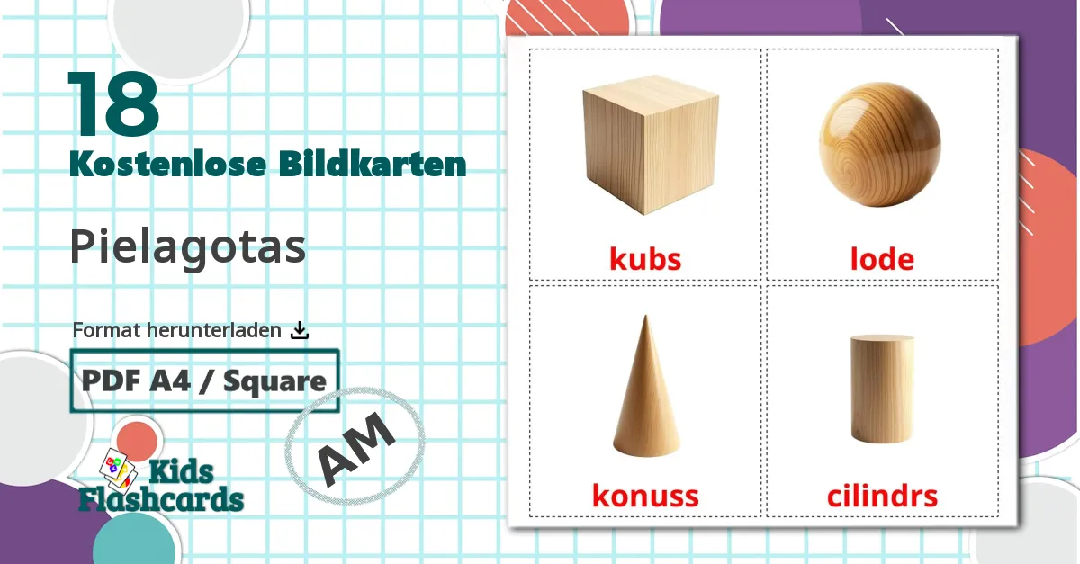 18 Bildkarten für Formen 3D