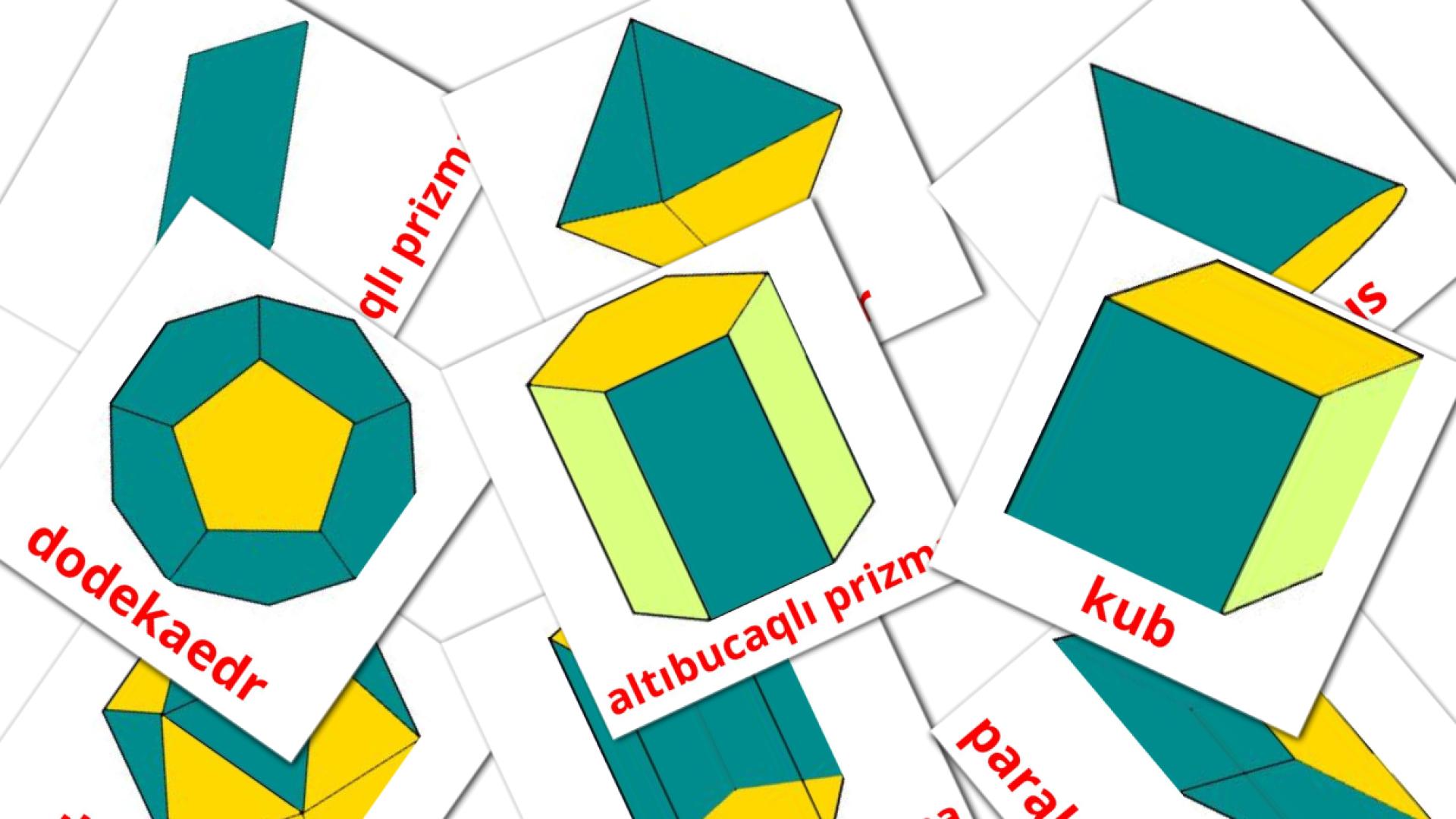 3D Shapes - azerbaijani vocabulary cards