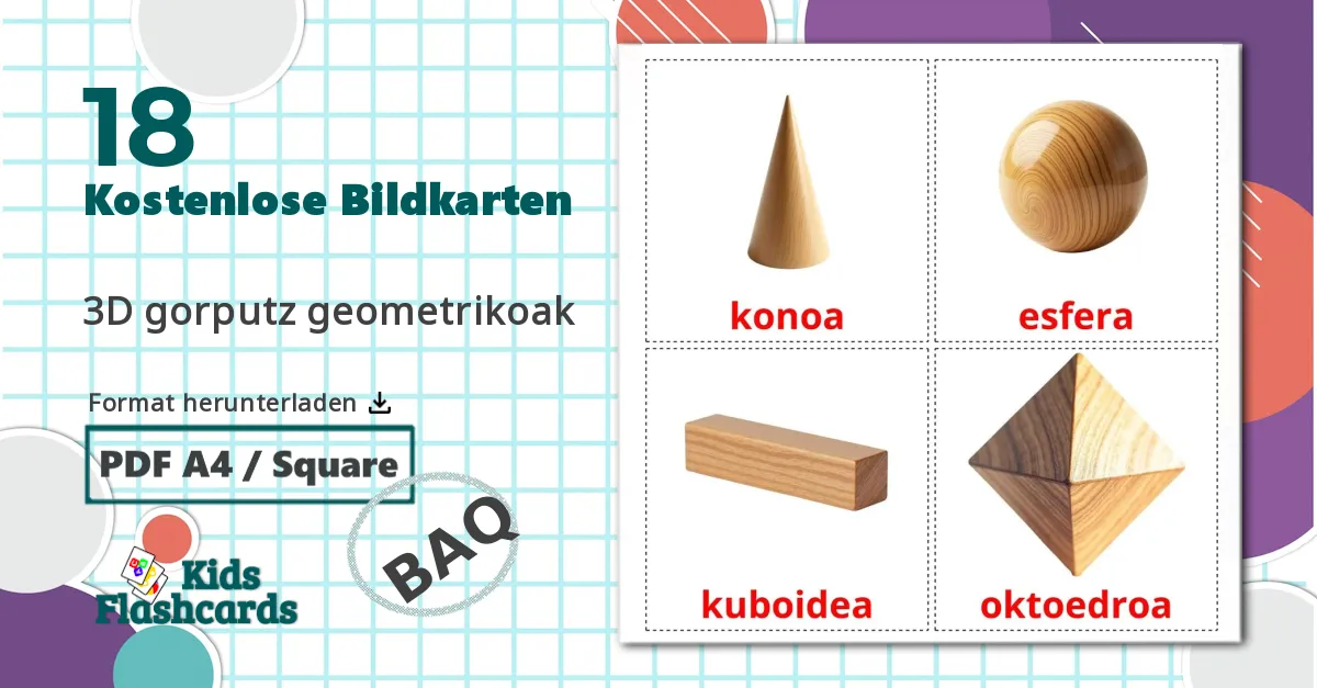 18 Bildkarten für Formen 3D
