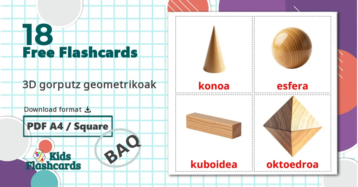 18 3D Shapes flashcards