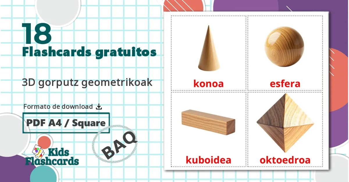 18 Flashcards de Formas 3D