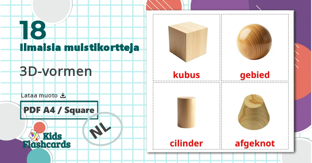 18 3D-vormen lasten kuvakortit