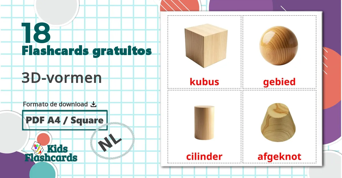 18 Flashcards de 3D-vormen