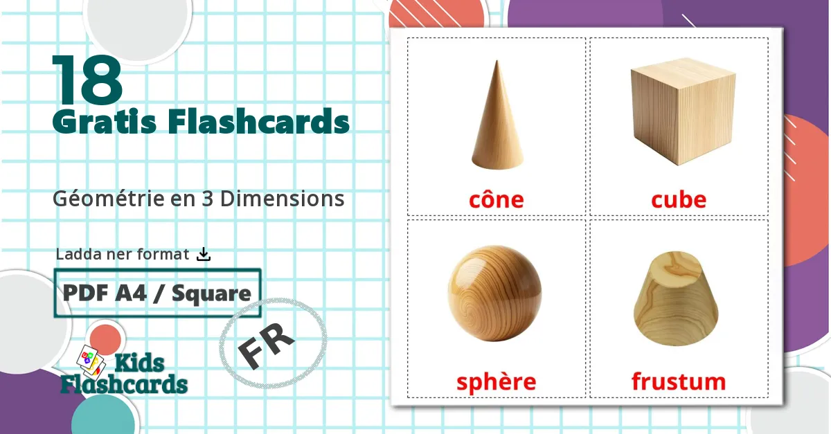18 Géométrie en 3 Dimensions bildkort för barn