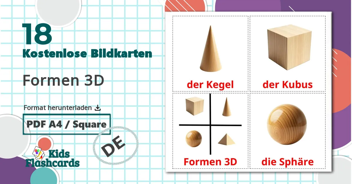 18 Bildkarten für Formen 3D