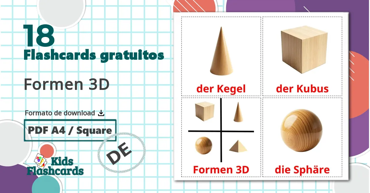 Formas 3D - Cartões de vocabulário alemão